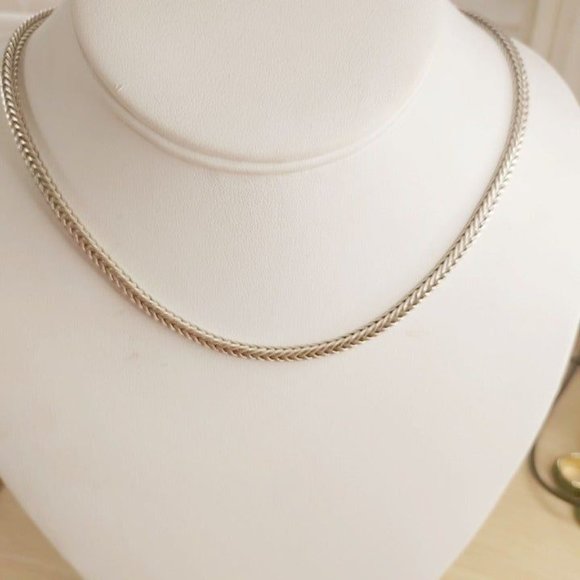 Sterling Silver 17 Inch Square Wheat Link Chain - Picture 4 of 8